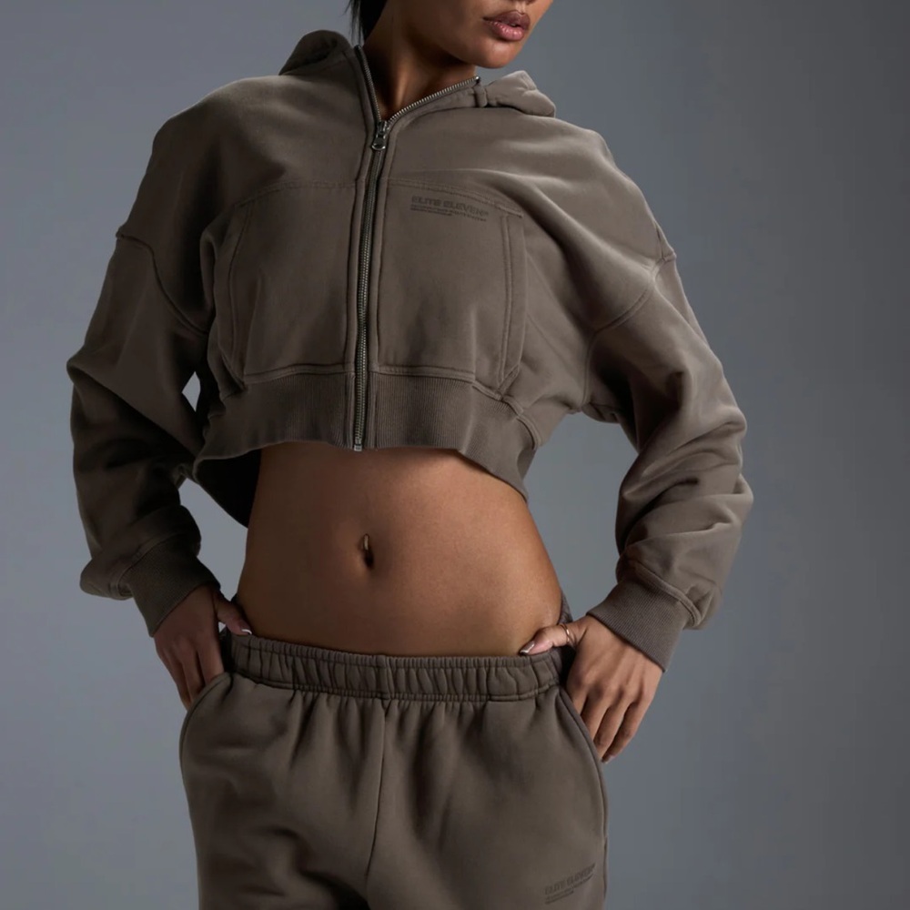 elite eleven heavy weight sweatpants & cropped zip up hoodie set